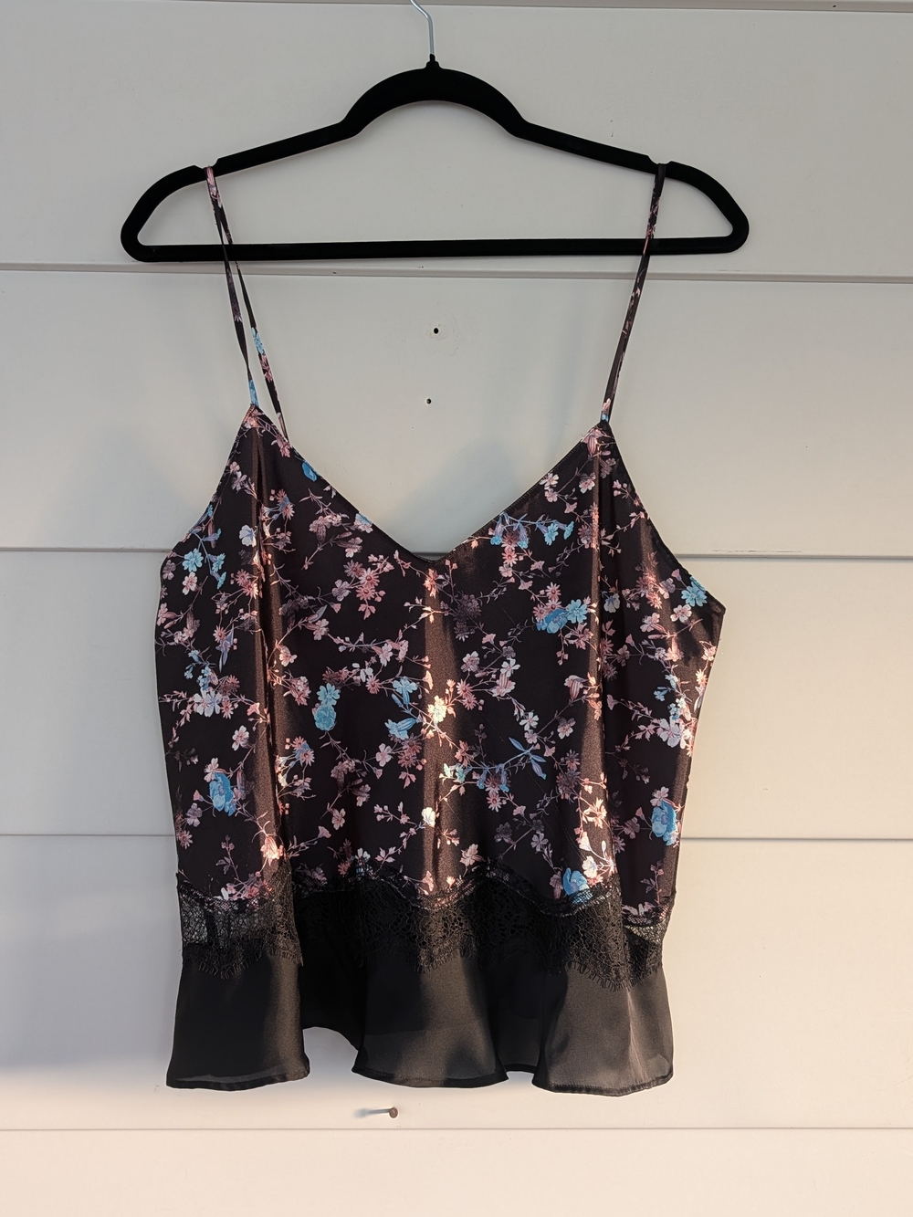 Victoria's Secret Satin & Lace-Trim Cami In Floral, L
